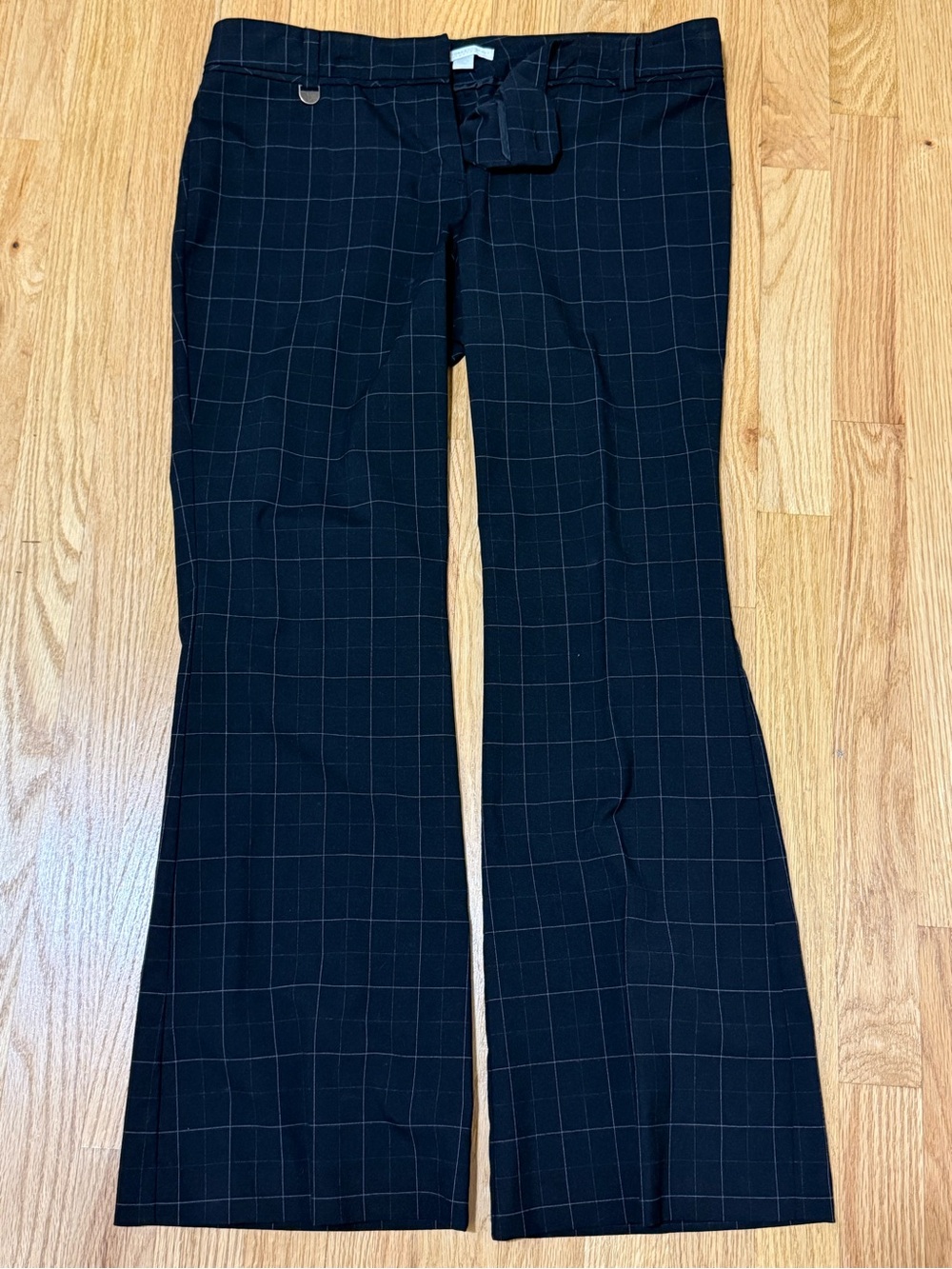 Women’s NY&Co Black Windowpane Flare Dress Pants, Size 8P